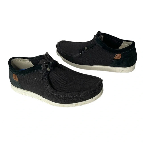 CLARKS Shacrelite Oxford Canvas Leather Black Coastal Lightweight Comfort 10.5 - Picture 2 of 10